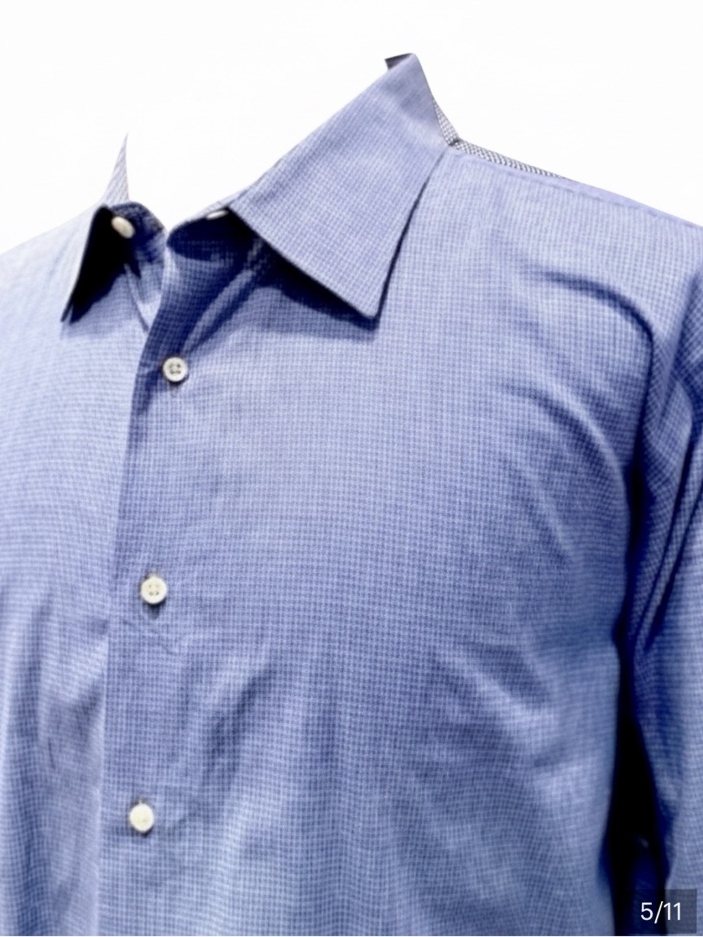 Tom James ‘Royal Classic’ Men’s Dress Shirt. Blue, White. 17” Neck - Picture 5 of 8